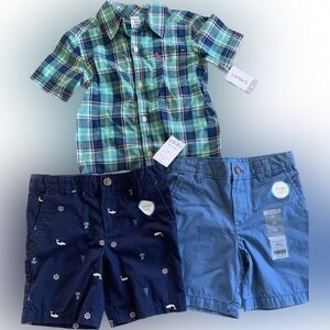 Carter’s button down with 2 Carter’s shorts , size 4T , new